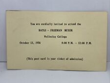 1956 Wellesley College Bates Freeman Mixer Invitation Post Card Ticket Boston picture