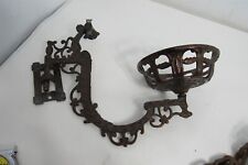 Antique Old Oil Lamp Wall Sconce Bracket Holder Cast Iron With Mounting Bracket picture