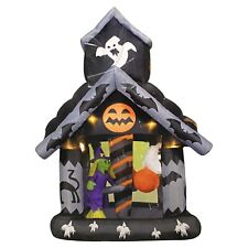 Rare 2007 Gemmy Halloween Airblown Inflatable Rotating 6ft Haunted House Lights picture