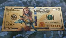 24k Gold Foil Plated White Queen X-men Emma Frost Marvel Hentai Bank Note picture