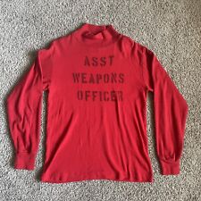 Vintage US Navy Flight Deck Shirt Red Size X Large Assistant Weapons Officer picture
