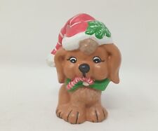 Vintage Christmas Puppy Dog Figurine Mold Wearing Santa Hat 1970’s picture