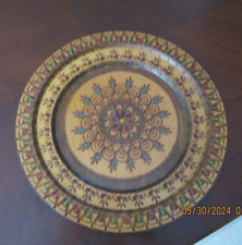 Vintage polish folk art carved wood plate - 16