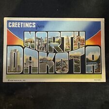 Vtg Large Letter Greeting North Dakota Linen No Content Postcard picture