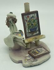 Vintage Zampiva Artist Painting Flowers Figurine Spaghetti Hair Lady Made Italy picture