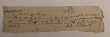 Handwritten Receipt Document ID Signed Luke Parkhurst 1851 Antique Genealogy picture