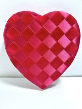 Valentine's Heart Godiva Candy Box Red Satin & Velvet Basket Weave Checkered picture