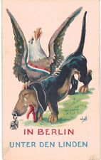 War WWI Propaganda Berlin American Eagle Talons German Dachshund A/S Wall 1910 picture