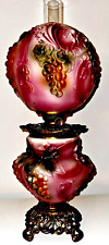 Antique SUCCESS Pittsburgh VINTAGE Puffy Grape GWTW Oil Kerosene Lamp Opal Decor picture