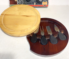 Two Tone Wood Charcuterie Board with Serving Utensils & Built in Utensil Storage picture