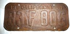 Vintage 1941 California License Plate picture