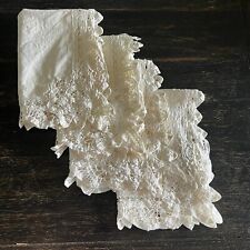 Set 4 Beige/off White Battenburg Lace Linen Cotton Napkins Embroidered 12x16” picture