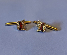 Vintage KYCH Masonic Knights Small Cuff Links Gold and Red picture