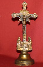 Antique Handcrafted Brass Cross Desk Crucifix picture