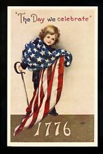 Patriotic Americana postcard Child US Flag military MODERN Reprint greetings picture