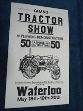 1920 ? TRACTOR SHOW POSTER WATERLOO BOY in WATERLOO IOWA Oil Tractors PLOWING picture