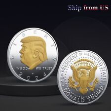 1 Pcs 45th Commemorative Coin 2024 Donald Trump Plated EAGLE President SAVE Gold picture