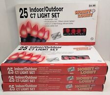 4 Hobby Lobby Christmas 25 Light Sets Indoor Outdoor C7 Red 25' Vintage 2000 NEW picture