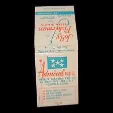 Vintage Matchbook Cover Admiral Motel Jolly Fisherman Restaurant Norwalk Conn. picture