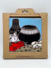 Vintage Earthtones Southwest Ceramic Art Tile Trivet Baskets Pots Chilies Corn picture