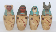 RARE ANCIENT EGYPTIAN ANTIQUE 4 Mummification Canopic Jars Old Egypt Statues (C) picture