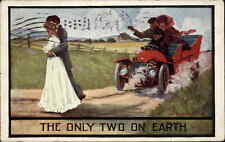 Romance Comic People in Car Stare at Lovers Couple c1910s Postcard picture