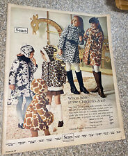 Vintage 1960s Sears Print AD Children Animal Coats Fields Breuss Tablecloth AD picture
