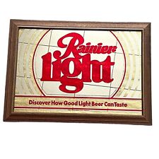 Vintage Rainier Light Beer Framed Mirror Sign approx 19