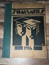 VINTAGE ANTIQUE YEARBOOK SOMANHIS MANCHESTER HIGH SCHOOL 1936 picture
