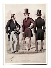 Gentlemen's Walking Costume 1855, Gazette of Fashion - Vintage Chrome Postcard picture