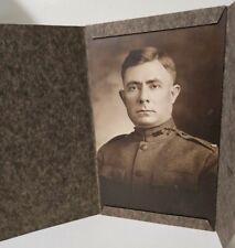 WW1 Army Officer Vintage Photo 1918 era with Bar On Soulder 10 X 6 in. In Holder picture