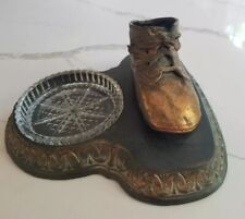 Vintage Bronze Copper BABY SHOE Base removeable Change Tray Trinket Ashtray Dish picture