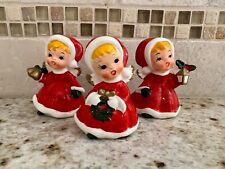 Vintage set of 3 Christmas Angel Girl Figurines made in Japan picture