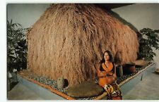 Native Hawaiian Girl Grass Hale~Lyman Museum Hilo Hawaii Vintag Postcard Hula-HC picture
