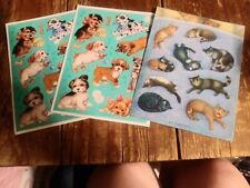 HUGE lot of 1987 and 1992 vintage stickers puppy dog and kitten cat pets cute picture