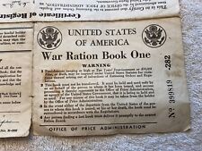 World War 2 Ration Book/Stamps #1 W/ 3 Unused Ration 1942 Waterboro, Maine, WW2 picture