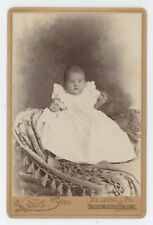 Antique Circa 1880s Cabinet Card Adorable Little Child in Dress Fritz Reading PA picture