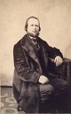1860’s CDV PHOTO handsome young man Fur Coat Civil War Era Carlisle PA picture