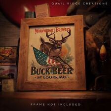Vintage Buck Beer Advertising Art Print 8X10 Whitetail Deer Hunting Cabin Decor picture