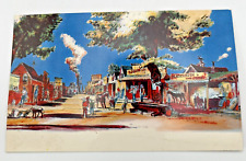 Disneyland Anaheim Frontierland Town Vtg Postcard 1955 Stern-Wheeler Print Error picture