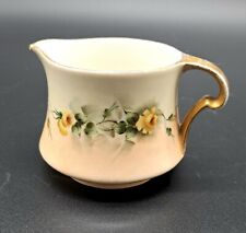 Antique PL Limoges Porcelain Creamer Floral Hand Painted Signed Gold picture