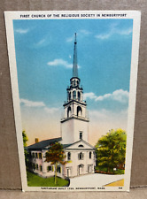 First Church of The Religious Society Newburyport Massachusetts Linen Postcard picture