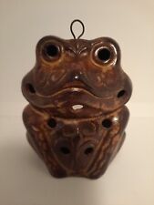 Vintage Pottery Frog Lantern Votive Tea Light Candle Holder 5 1/4” x 4 1/2” picture