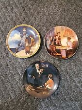 Lot (3) Norman Rockwell Knowles Collectible Plates Lamp Light Campaign Series picture