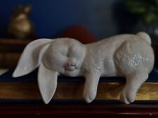 Vintage Sleeping Bunny Rabbit Shelf Sitter Hugger Ceramic Easter Nursery Decor picture