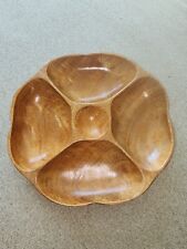 Vintage Alii Woods Honolulu Wood Divided Serving Bowl Tray 10” picture