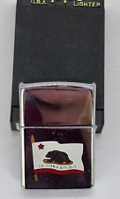 Vintage 1995 Zippo High Polished Chrome Lighter California Republic Bear Flag picture