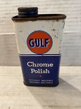 Vintage 50s 8oz GULF Motor Oil Chrome Polish Tin Can Gas Station Advertising picture