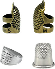 4 Pcs Sewing Thimble, Metal Thimbles for Hand Sewing, Adjustable Finger Protecto picture