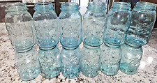 12 Blue Ball Perfect Mason Quart Jars Canning Fruit Lot Set Dozen Vtg Antique picture